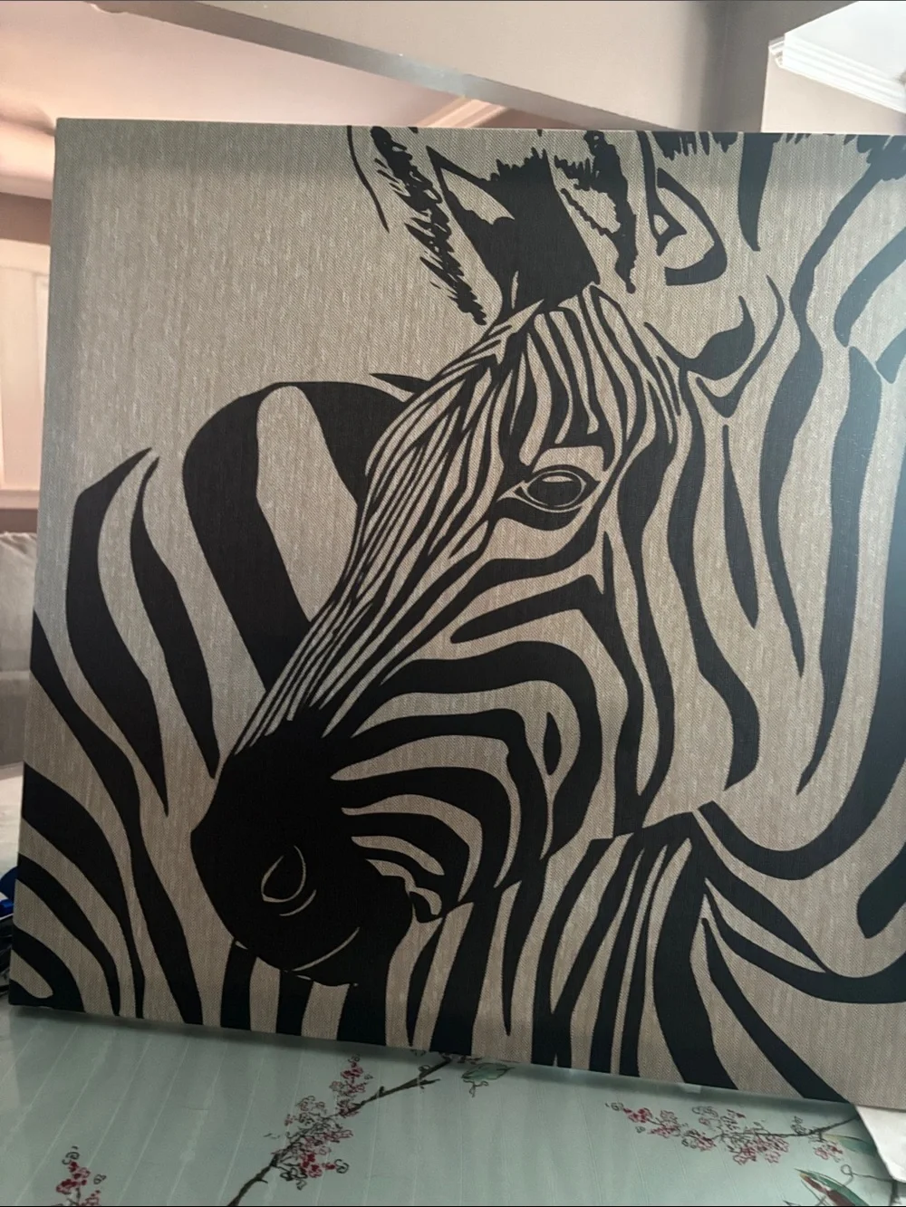 Contemporary Zebra Canvas Art in Black and Cream - Stylish Wall Accent